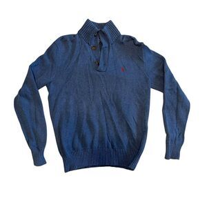 POLO RALPH LAUREN Sweater Estate Mock Henley Pullover‎ Cotton Blue Men's Small